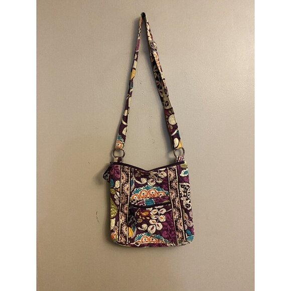 Vera Bradley Cross Over Purse Purple Paisley Quilted Hipster Purse Bag 10 X 11 - Picture 5 of 12